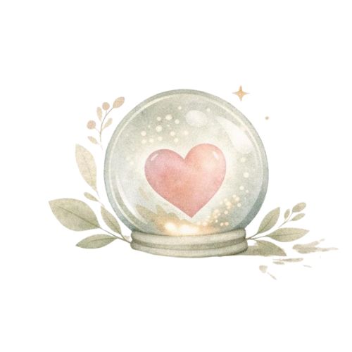 Glazen bol met een hart, symbool voor liefdevolle voetreflextherapie en ontspanning bij kanker